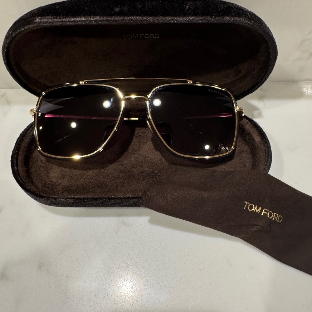 Tom Ford Gold and Black Sunglasses